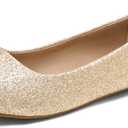 DREAM PAIRS Women's Sole-Simple Wide Width Flats, Ballerina Walking Flats, Comfortable Slip on Shoes (5.5, Gold/Glitter)