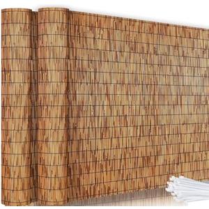 KOIUEYW Bamboo Reed Fencing, Light Russet Bamboo Fence Rolls 3 Feet High, Decorative Reed Curtains Privacy Screen Outdoor for Patio Garden Balcony Backyard, 3 x 33 FT