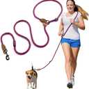 Mile High Life Hands Free Dog Leash, Crossbody Waist Leash with Genuine Leather Connection, Multifunctional Adjustable Slip Lead for Dog Walking Running (Hot Pink, 8FT)