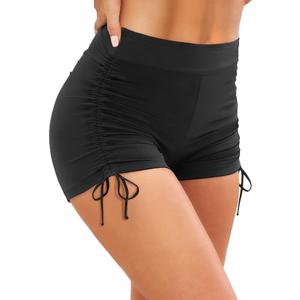 Yonique Women Swim Shorts High Waisted Swimsuit Shorts Tummy Control Bathing Suit Bottom Plus Size Boyshorts (Large, Black)