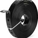 Metal Strap 1-Inch x 50FT 0.6mm Thickness Metal Strapping with Holes Galvanized Pipe Hanger Strap DIY Cutting and Installation for Pipe Support (Black)
