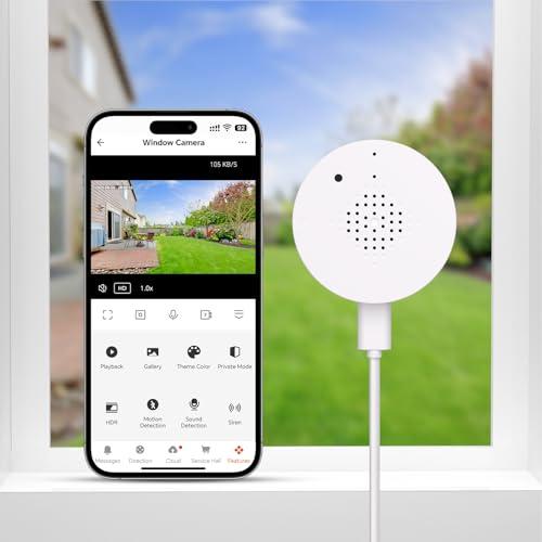 Atfoyer 2K Window Camera for Home Security with Full Color Night Vision, 2.4GHz WiFi Indoor Security Cameras, Human & Motion Detection, 24/7 Monitoring, 2 Way Talk, Easy Install