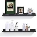 Black Floating Shelves for Wall 24 Inch Wall Shelves with Lip Modern Picture Ledge Shelf Wall Mount Photo Shelves Room Decor Hanging Book Shelves Set of 2 for Bedroom Living Room Bathroom Kitchen