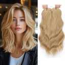 TYQ Hair Toppers for Women with Thinning Hair,14 Inch 360° 3D Synthetic Curly Wavy Side Part Clip in Bangs(Dark Root to Blonde)