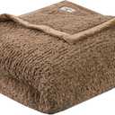 Woolrich Burlington Berber Blanket Super Soft, Cozy Lightweight Cover with Luxurious Velvet Binding, Modern Trendy All Season Bedspread Bedding-Set, Twin 66" W x 90" L Brown