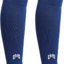 Pre Cut Soccer Sock Sleeves, Companion for Soccer Grip Socks, Securely Holds Shin Guards, Compression Leg Warmer (One Size, Navy)
