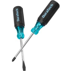 DURATECH 2-Piece S2 Steel Screwdriver Set, Professional Screwdrivers with Non-Slip Cushion Grip & Marked Specifications, Phillips and Flathead Screw Driver, Hand Tool for Home and Industrial Use