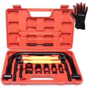 Valve Spring Compressor Set, 10-Piece Valve Spring Removal Tool & 2-Piece Valve Lappers, Small Engine Valve Spring Compressor, Designed for Motorcycle, ATV, Car