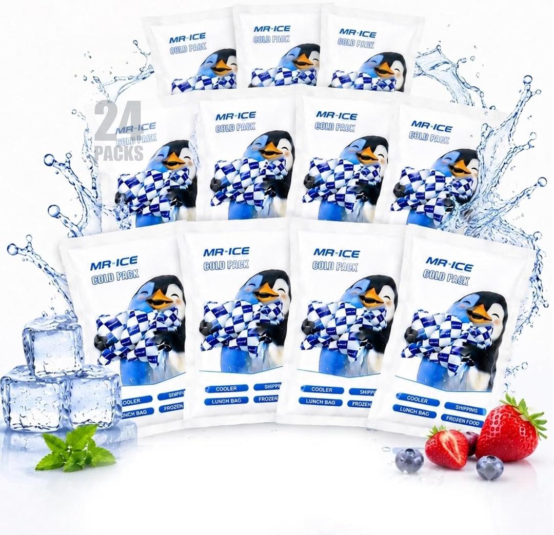 Reusable Ice Packs for Coolers, 250ML Ice Packs for Lunch Box Camping Beach, Compact Cold Pack for Frozen Food Transport & Emergency Cooling, 24 Sheets