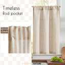 jinchan Striped Linen Kitchen Curtains 30 Inches Length Tier Curtains Farmhouse Modern Cafe Style Small Window Treatments Airy Light Filtering Rod Pocket for Living Room Bathroom 2 Panels Tan