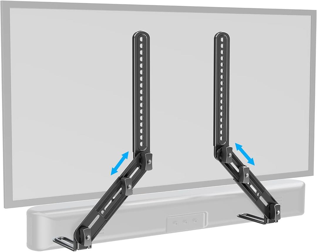 ELIVED Soundbar Mount, Sound Bar TV Bracket, for Mounting Above or Under TV, Fits Most Sound Bars Up to 15 Lbs, Tool-Free Knob Adjustable, for 23-90" tvs with Detachable Extension Arms and L-Brackets (Medium)