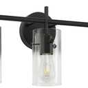 Indoi Bathroom Light Fixtures, 3-Light Matte Black Vanity Light, Black Bathroom Lights Over Mirror with Clear Glass Shade, Wall Sconces for Mirror Bedroom Living Room Hallway