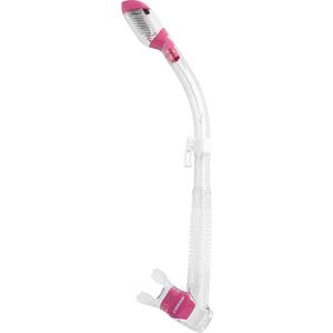 Cressi Adult Diving Dry Snorkel with Splash Guard and Top Valve - Supernova Dry: Designed in Italy (Clear/Pink)