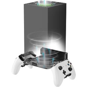 Aluminium Alloy Wall Mount for Xbox Series X Wall Mount Kit for Xbox Series X Accessories with 2 Controller Stand, Ventilation Design Wall Shelf(Black)