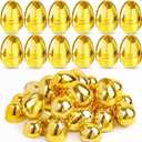36 Pack Golden Easter Eggs Empty 2.4" Shiny Metallic Plastic Easter Eggs Fillable Surprise Gold Eggs for Easter Egg Hunt Fillling Candy Treats Toys Basket Stuffers Filliers Classroom Rewards Prizes