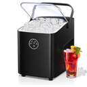 Ice Makers Countertop, Portable Ice Maker Machine with Handle, Self-Cleaning Ice Maker, 28Lbs/24H, 8 Ice Cubes Ready in 6 Mins, with Ice Scoop and Basket, for Home/Office/Kitchen, Black
