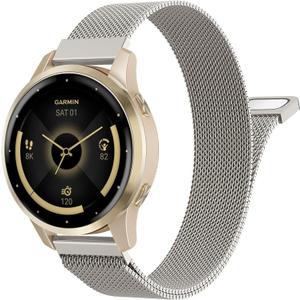 18mm 20mm 22mm Metal Watch Band Compatible with Garmin Venu 3S/2S/4/3/Vivoactive 4S/Vivomove 3S/Forerunner 255S/265S/Vivoactive 6/5/3, Quick Release Stainless Steel Mesh Strap for Men Women