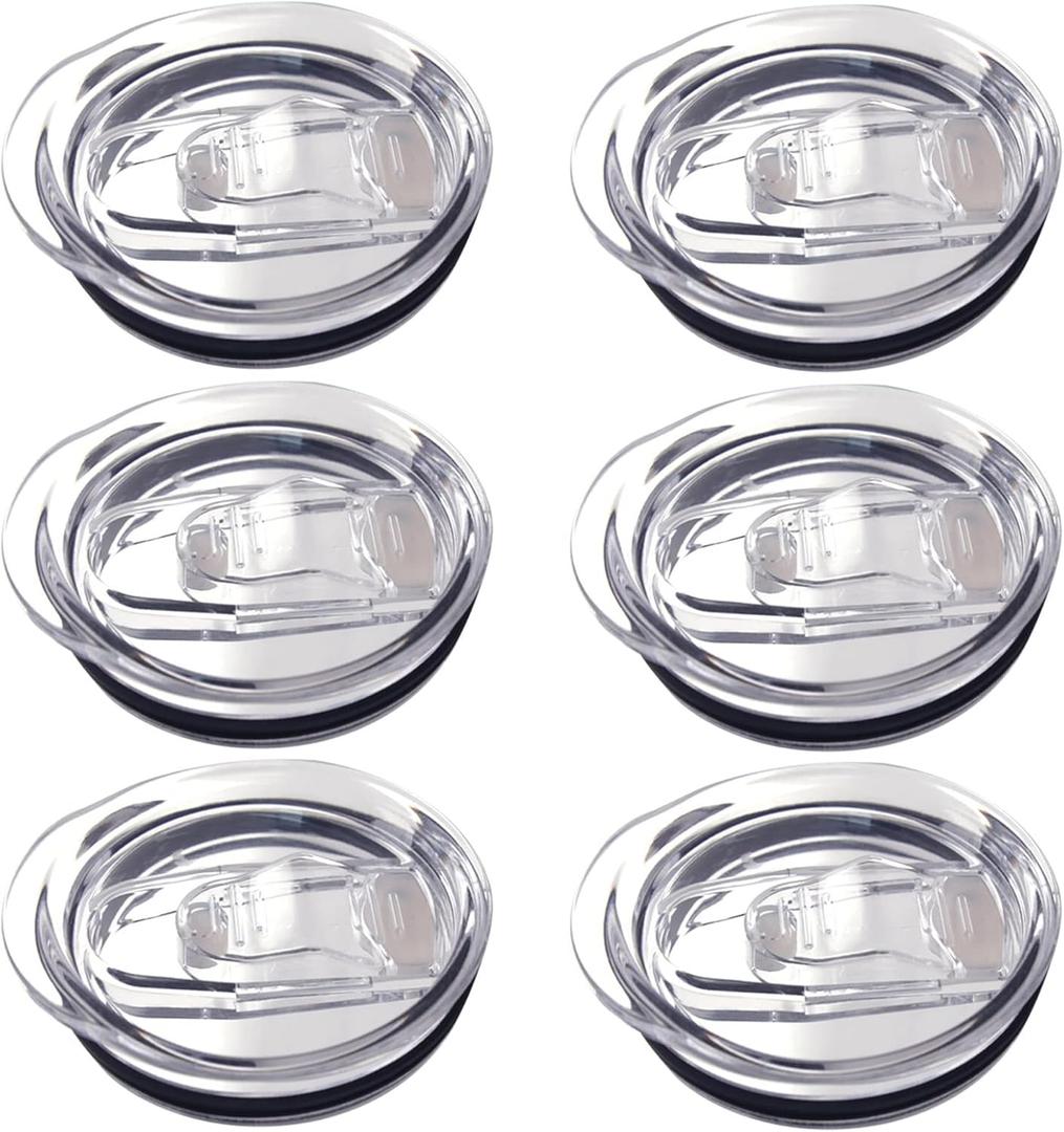 6 Pack 20 Oz Skinny Tumbler Replacement Lids Plastic Splash Covers Tops For 20 Oz Coffee Cup Lids Clear Cup Covers For 2.64 Inch Mouth Tumbler Cooler