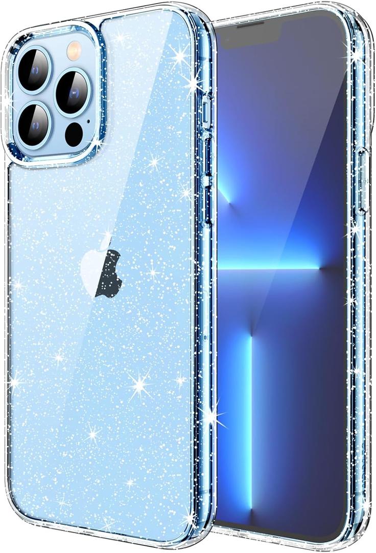 JETech Glitter Case for iPhone 13 Pro 6.1-Inch, Bling Sparkle Shockproof Phone Bumper Cover, Cute Sparkly for Women and Girls (Clear) (Clear)