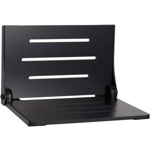 Seachrome SHAF-185155-PBS-S-MB High Back Silhouette Folding Wall Mount Shower Bench Seat with Matte Black Frame
