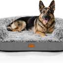 iweepet Dog Beds for Jumbo Dogs, 47.5"x35"x7.6", Removable and Washable Cover, Raised Reboundable Edges, Non Slip Bottom, Extra Big Size, Orthopedic Oval Memory Foam Pet Bedding, Indoor