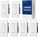 ELEGRP Digital Dimmer Light Switch for 300W Dimmable LED/CFL Lights and 600W Incandescent/Halogen, Single Pole/3-Way LED Slide Dimmer, Wall Plate Included, UL Listed, 6 Pack, Matte White
