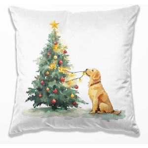 Christmas Tree Golden Retriever Pillow Covers 18x18, Golden Retriever Lovers Gifts, Christmas Tree Cute Dog Throw Pillow Covers for Home Living Room Bedroom Sofa Couch (19 Color)