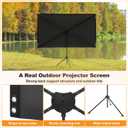 Outdoor Projector Screen 80 Inch, 16:9, High Gain, Projector Screen with Stand, Wind-resistant Design for Portable Projection Screen Outdoor, With Ropes and Spikes, 4K Image for Home Theater, Camping.