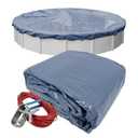 Pool Mate 18 ft Blue Winter Pool Cover for Above Ground Pools, 3 ft Overlap (21 ft Cover Size), Solid 7 x 7 Scrim, 2.2 oz/yd2 Style: 4618PMA