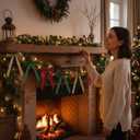 Valentines Garland-13ft Valentine's Bow Garland with String Lights Velvet Bow Garland Banner Valentines Galentines Indoor Decor for Wedding Holiday Party Wall Home Front Door(Green Brown Red)