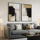 Framed Black White and Gold Abstract Wall Art for Living Room, Set of 2 Modern Minimalist Canvas Artwork for Walls, Large Neutral Pictures Prints for Bedroom Home Office Hallway Wall Decor, 24x36 Inch