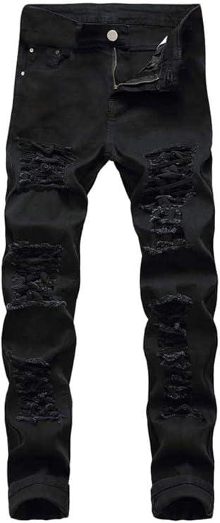 Men's Ripped Skinny Stretch Distressed Destroyed Slim Jeans Denim Pants, S