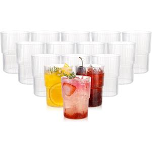 Hioasis 24pcs Clear Plastic Tumblers - 18oz Reusable Cups, BPA-Free & Dishwasher Safe for Beer, Iced Coffee, Juice, and Cold Drink