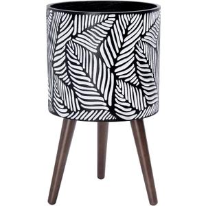 D'vine Dev 12 Inch Planter Pot with Wood Stand, White/Grey, 88-L-C-7
Mid-Century Modern Style, Elevated Plant Display, Solid Wood Legs, Drainage Hole and Plug, Functional & Stylish