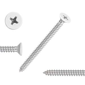 White Head 100 PCS #8X2 Stainless Steel Phillips Flat Head Wood Screws,Stainless Steel 18-8 A2(304) Screw,Home Screw Kit by QISHENG