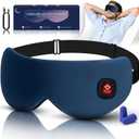 Cordless Heated Eye Mask for Dry Eyes, Blocking Light Sleeping Mask Warm Eye Compresses Electric Heating Pad for Stye Eye Treatment Blepharitis Sinus Migraine Gifts for Woman Man (Navy Blue)