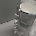 3 Ounce Espresso Cups Set of 4, Stackable Demitasse Mugs, Includes Display Stand, Cups Saucers, and Spoons, for Machines & Home Use, White Silver Tone