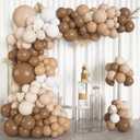 Ouddy Life 156Pcs Brown Balloons Garland Arch Kit, DIY 18"12"10" Coffee Brown Blush Nude Balloons for Neutral Woodland Teddy Bear Baby Shower Wedding Jungle Safari Birthday Party Decorations