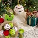 12PCS Christmas Ornaments Balls, 3.15" Red Green Velvet Shatterproof Christmas Tree Decorations with Sparkling Stripes and Dots, Holiday Party Decorative Hanging Baubles