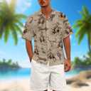 DFZ Funny Hawaiian Shirts for Men Summer Beach Short Sleeve Button Down Shirt Theme Party Shirt (Brown, XXXL)