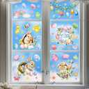 4 x Easter Window Clings Decorations - 9 Sheets Double-Sided Reusable Bunny Egg Flower Stickers, Anti-Collision Spring Decor for Glass, Mirror, Tile - Perfect for Home, Office & Classroom