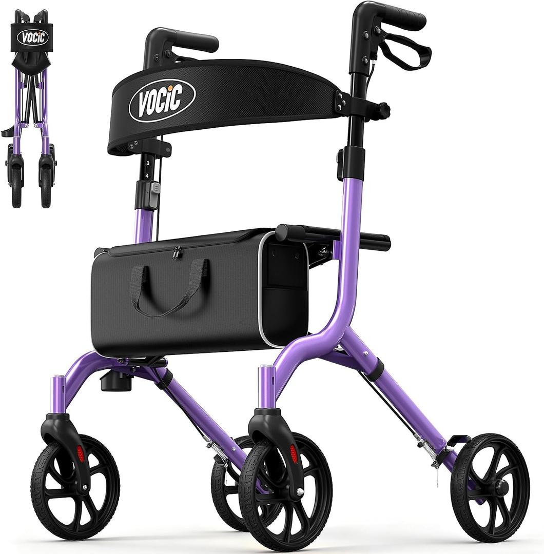 VOCIC Z27 Ultralight 12.7 lbs Rollator Walker with Seat for Seniors