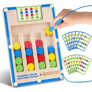 Kids Montessori Magnetic Wooden Toys: 3 4 5 6 7 Year Old Birthday Gift for Boys Girls Age 4-7 Preschool Educational Learning Activities Toy Sensory Autistic Puzzle Maze Game Present for Toddlers