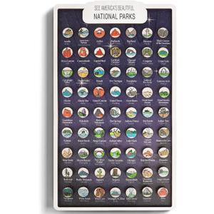 AnairsMo US National Parks Map Tracker, National Park Checklist with All 63 Illustrated Wooden Pins, Gifts for National Park Lovers, Couples, Families & RV Travelers