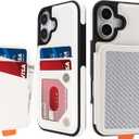 GUERNICA for iPhone 16 Plus (6.7") Wallet Case with Card Holder, RFID Blocking for Women Men, Kickstand Shockproof Phone Case for Apple 16 Plus, A - Silver White