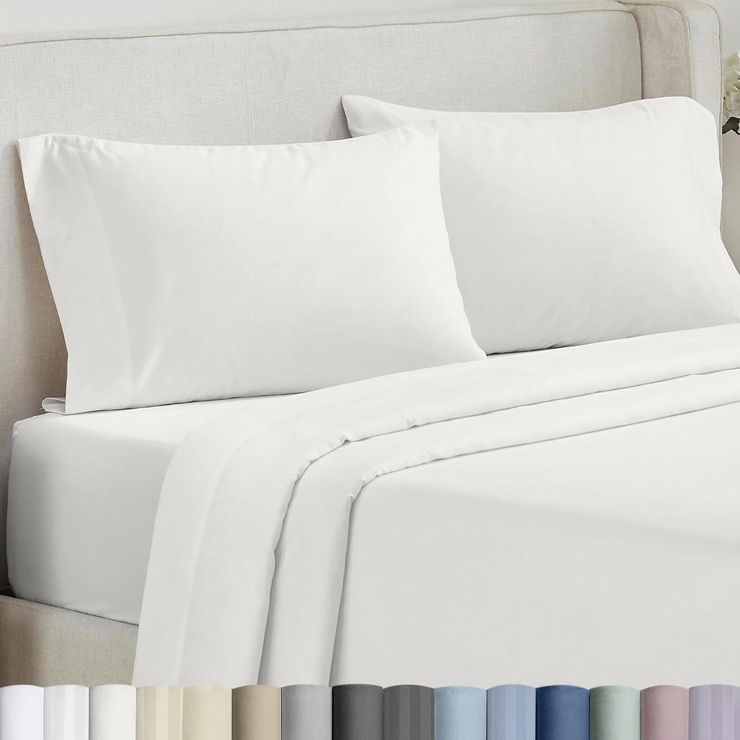 California Design Den 100% Cotton Pillow Cases Queen Size Set of 2 - Soft and Silky 500 Thread Count Sateen, Smooth and Comfortable with a Classic Opening, Fits Standard & Queen Pillows - True Ivory