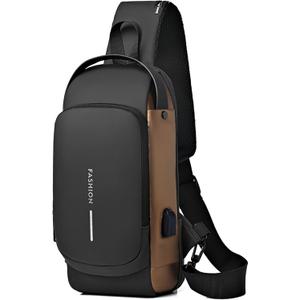 Sling Bag for Men | Anti-theft Crossbody Bag - Crossbody Shoulder Chest Bag | Anti-Theft, USB, Waterproof