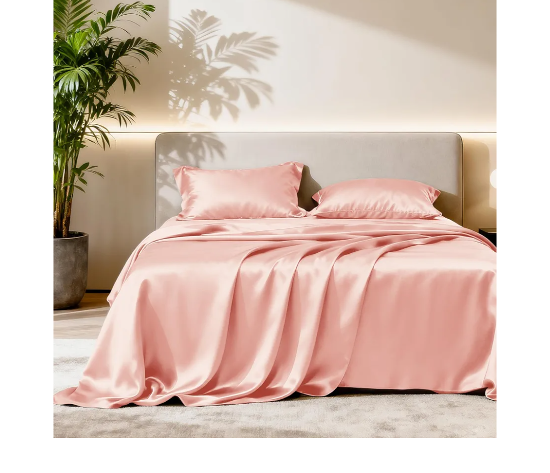 Love's cabin Full Size Satin Sheet Sets  4 Piece Coral Silky Satin Sheet Set Full with Deep Pocket, Luxury Silk Feel Satin Bed Sheets Full Bedding Set (1 Flat Sheet,1 Fitted Sheet,2 Pillow Cases)