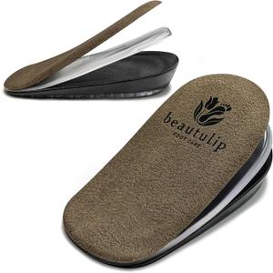 3-Layer Adjustable Heel Lift Inserts - Height Increase Insoles for Women and Men, Heel Cushion Cups for Heel Pain and Leg Length Discrepancies (Medium: Women's 4-9 / Men's 5.5-8)