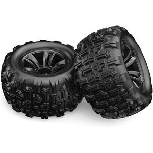 HYPER GO 16300 1:16 Scale RC Car Accessories Wheels, Spare Parts RC Vehicle Wheels & Tire Sets for H16SC & H16DR & H16BM & H16GT (Pair) (Black)